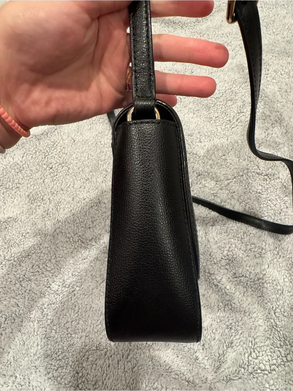 kate spade Black Pebbled Leather Crossbody Bag with Gold Accent